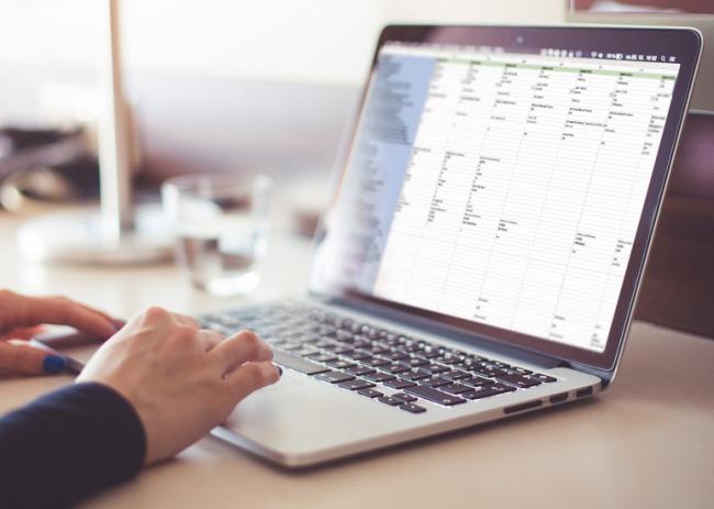 Excel spreadsheet open on laptop